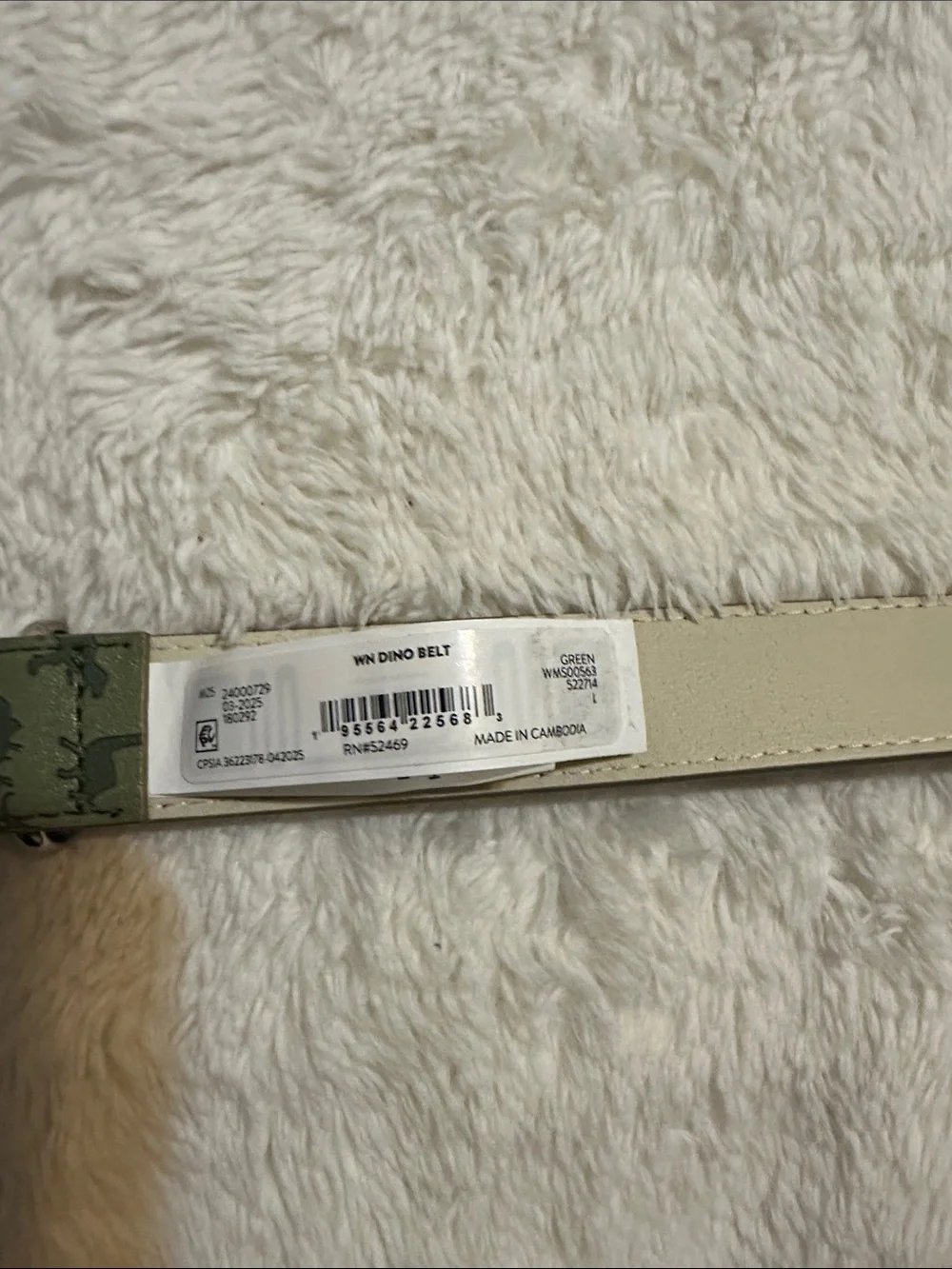 wonder nation Olive Green Dino Print Kids Belt with Silver Buckle